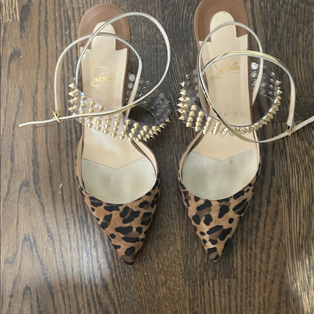 Christian Louboutin Leopard Heels with Gold Accents